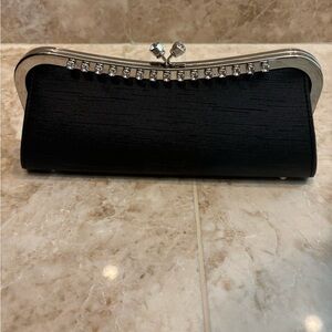 Elegant Black Clutch with Rhinestone Detail
